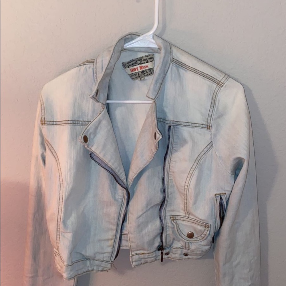 Cropped light was Hot Kiss denim jacket